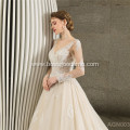Vintage illusion back style gorgeous beaded long sleeve ivory wedding dress bridal gowns